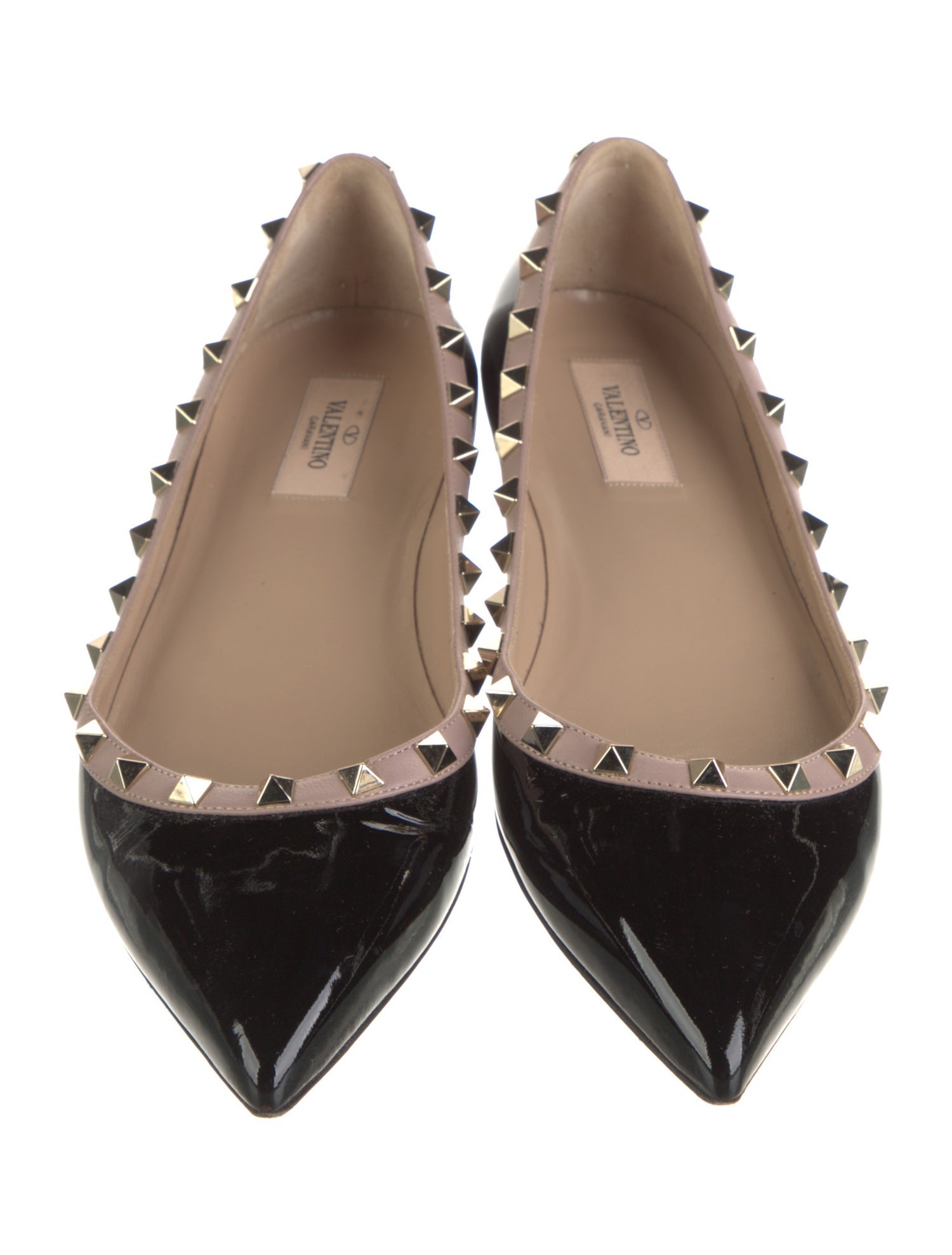 Valentino Rockstud Accents Patent Leather Ballet Flats
